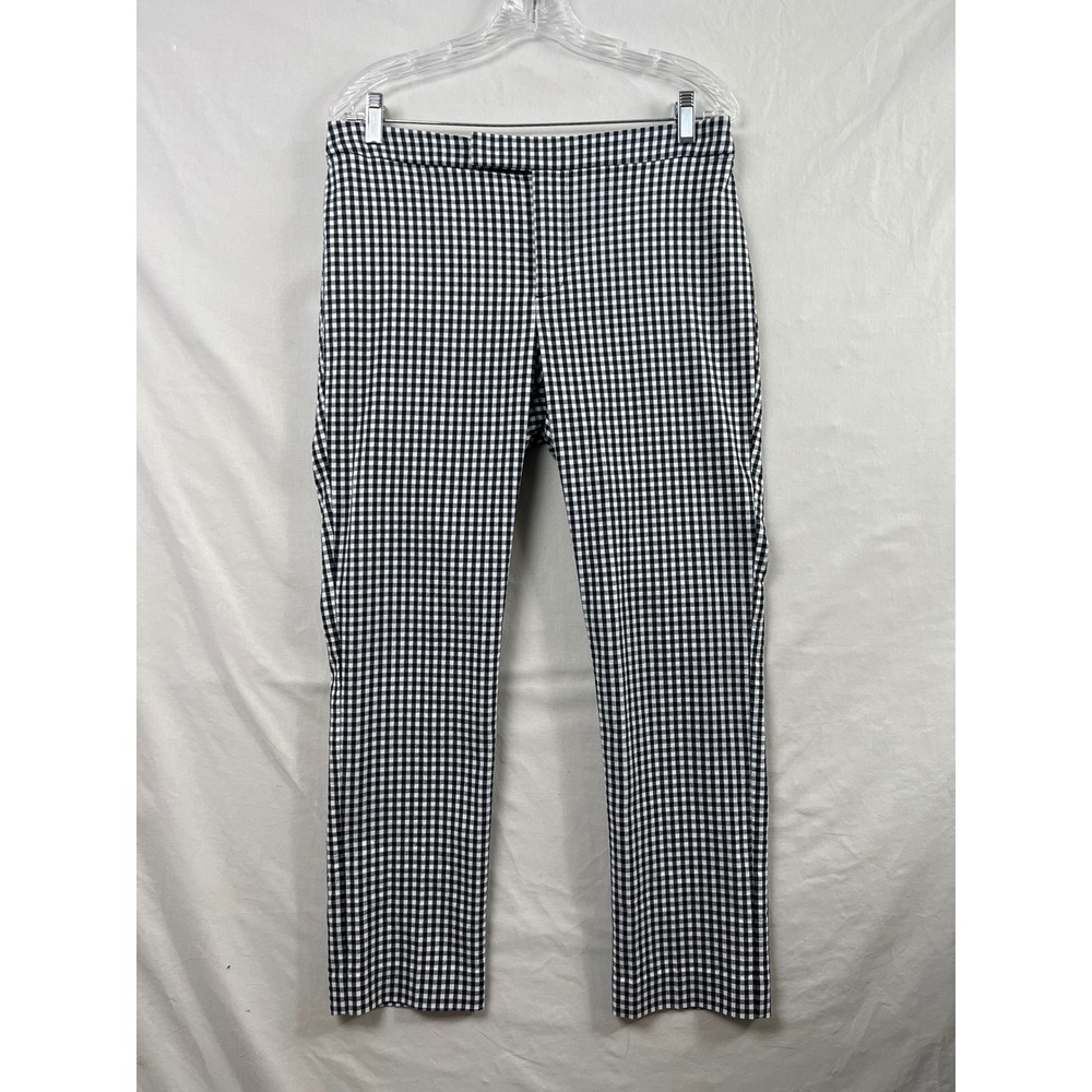Lauren Ralph Lauren Ankle Pants Womens 8 Black White Gingham Check Slim Stretch